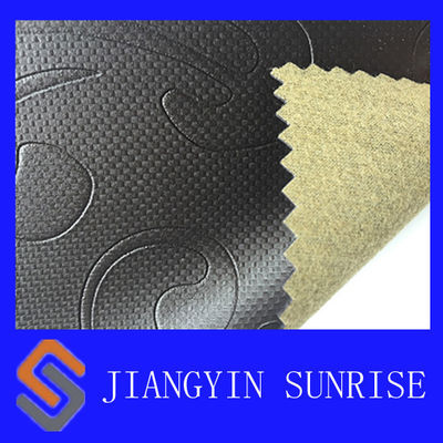 Водоустойчивая нутряная ткань кожи Faux PVC черноты для драпирования софы