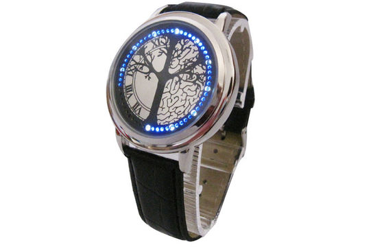 Кожаный wristwatch СИД цифров браслета Unisex для плавать, упорная воды